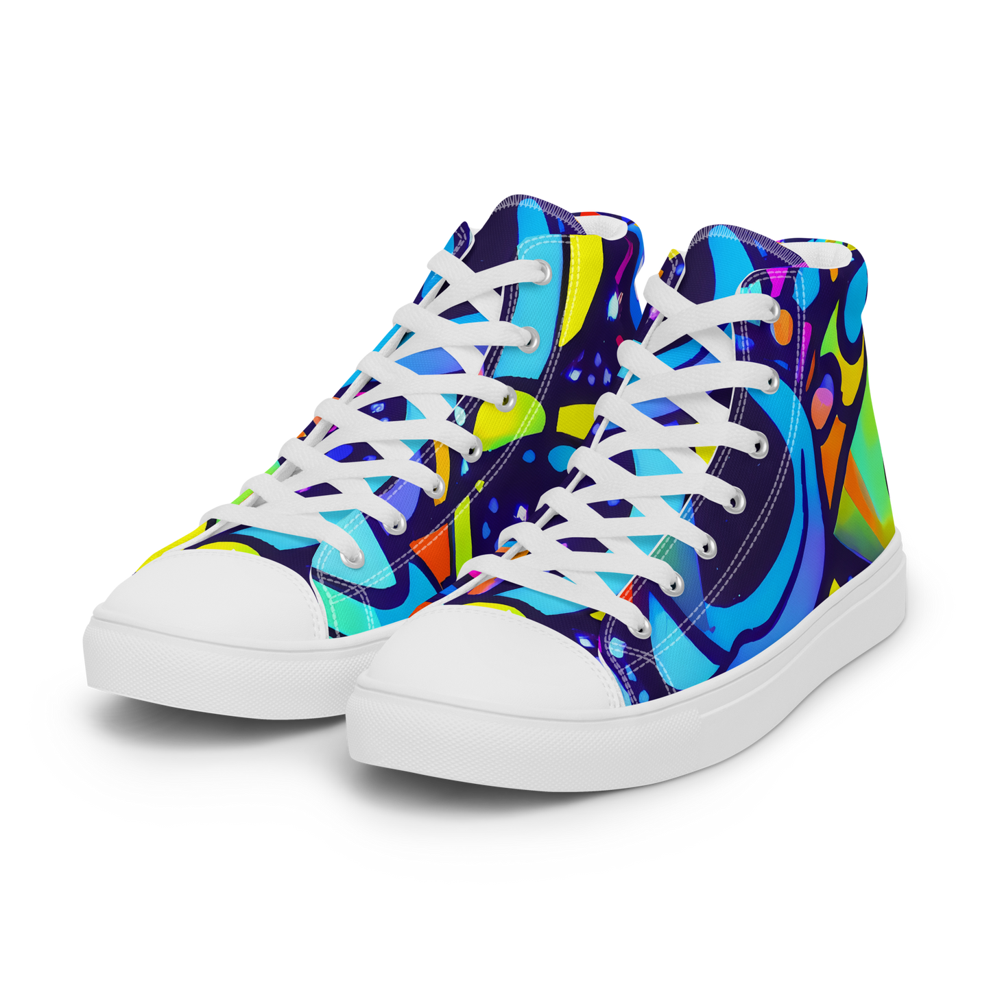 Men's High Top Canvas Shoes - Neon Graffscape