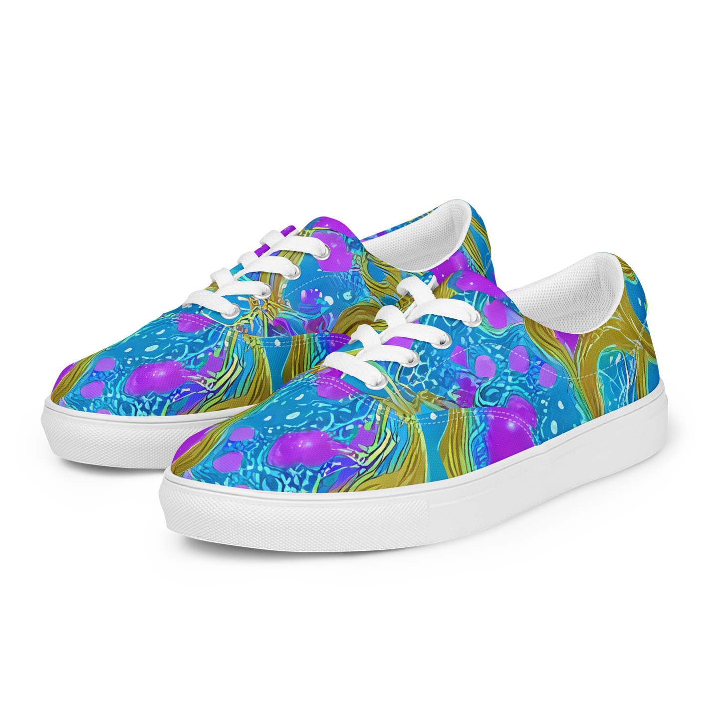 Women's Lace-Up Canvas Shoes - Mystic Waves