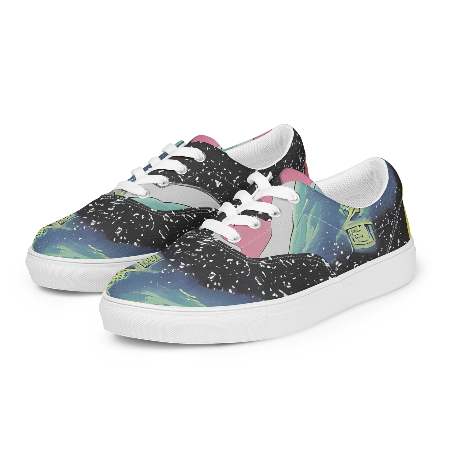 Women's Lace-Up Canvas Shoes - Lunar Waves