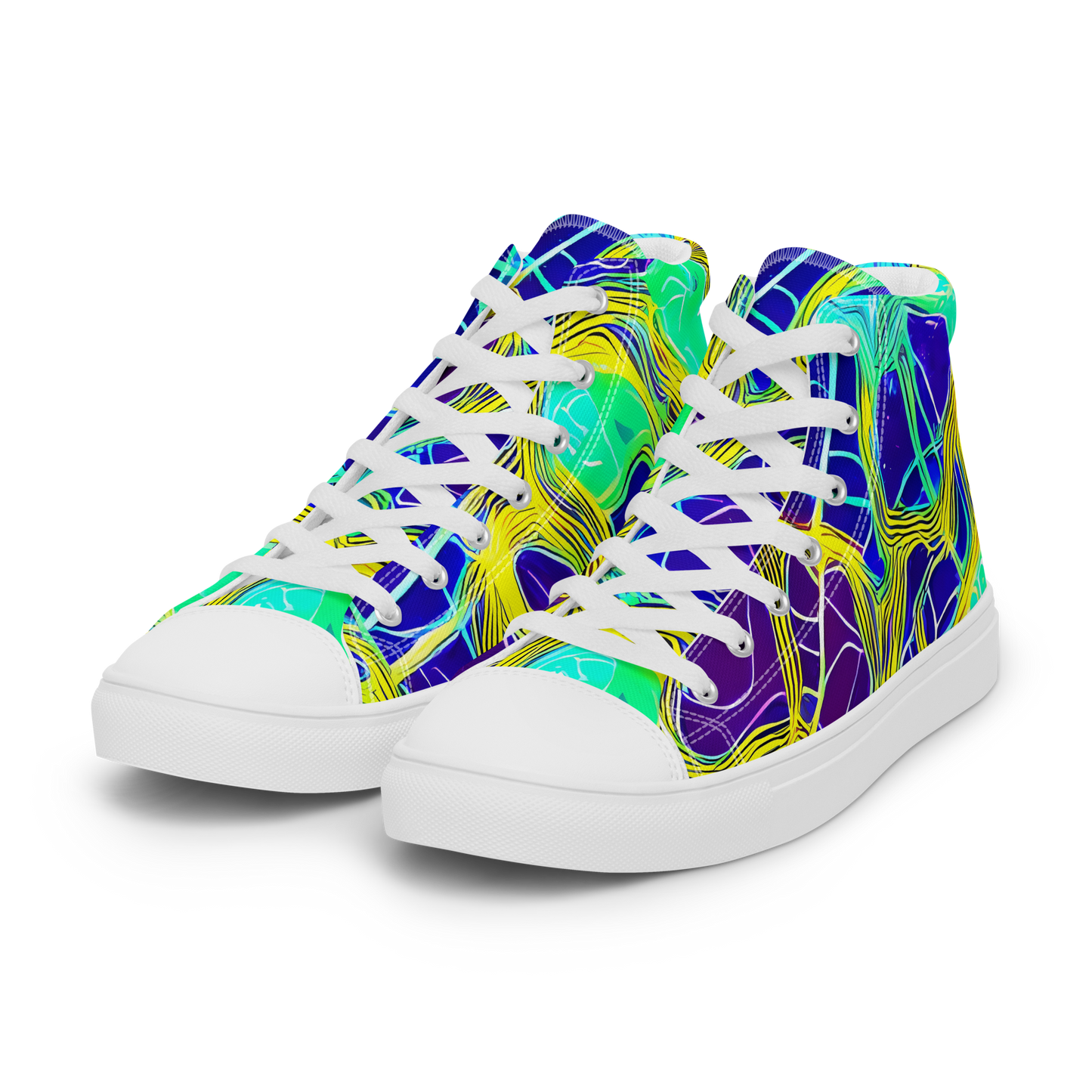 Men's High Top Canvas Shoes - Neon Jungle Rhapsody