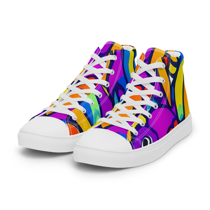 Men's High Top Canvas Shoes - Kaleido Fish