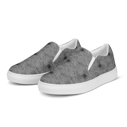Men's Slip-On Canvas Shoes - Black And White Rhapsody