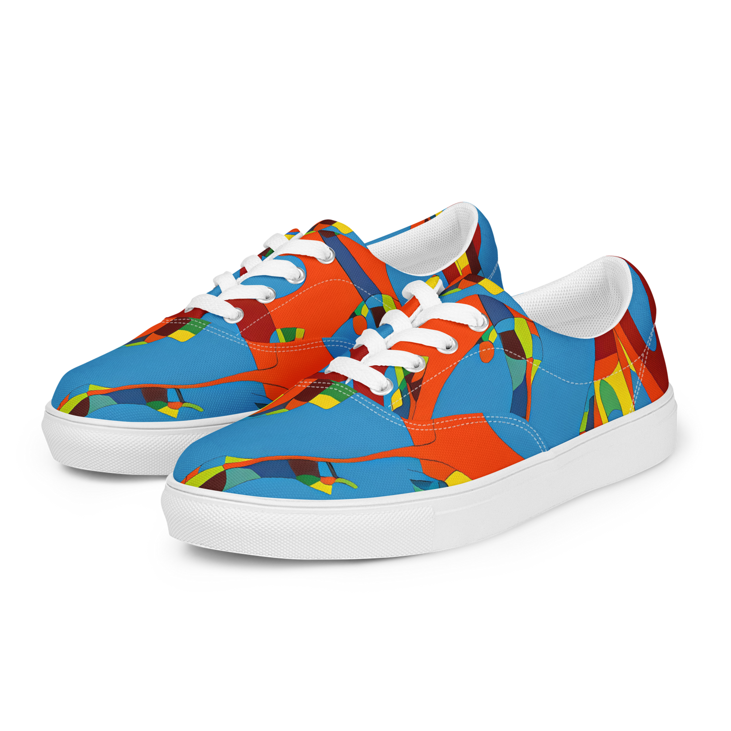 Men's Lace-Up Canvas Shoes - Fire Ocean Fusion