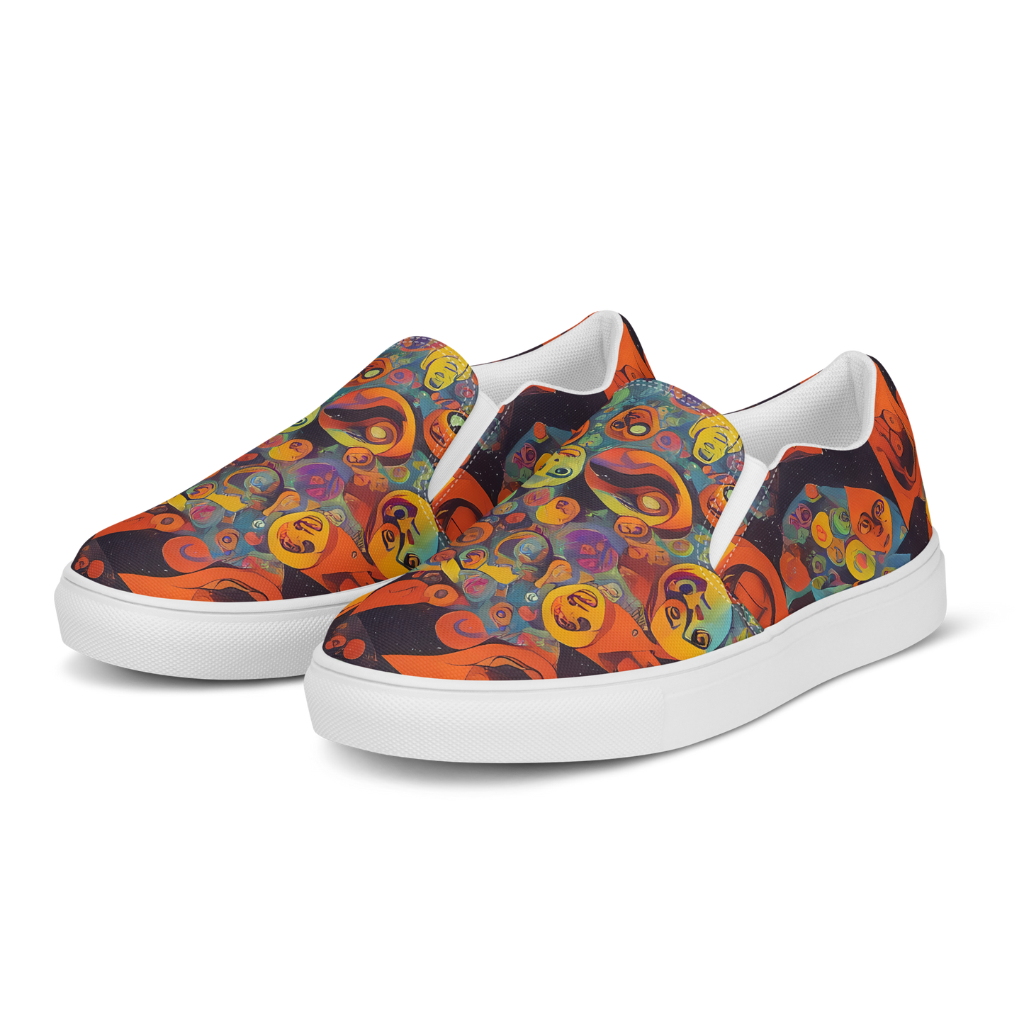 Women's Slip-On Canvas Shoes - Galactic Faces