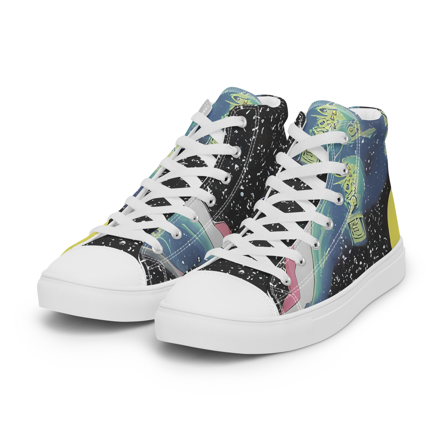 Men's High Top Canvas Shoes - Lunar Waves