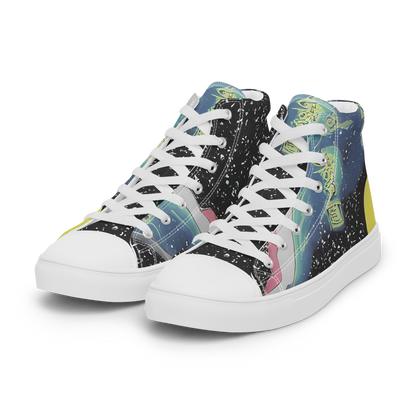 Men's High Top Canvas Shoes - Lunar Waves