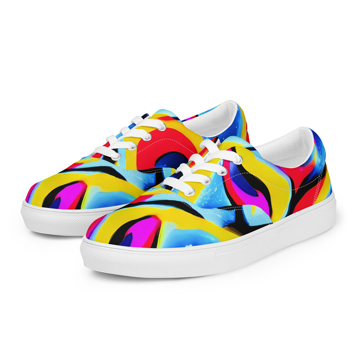 Women's Lace-Up Canvas Shoes - Electric Dreamscape