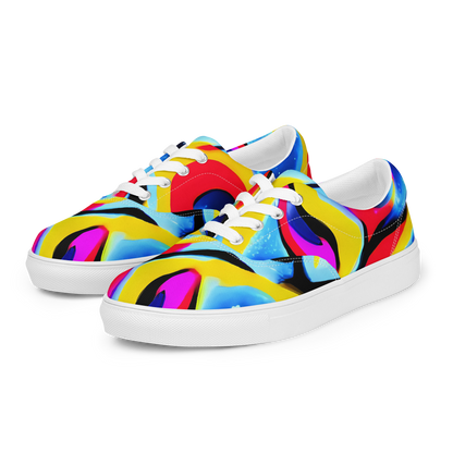 Women's Lace-Up Canvas Shoes - Electric Dreamscape