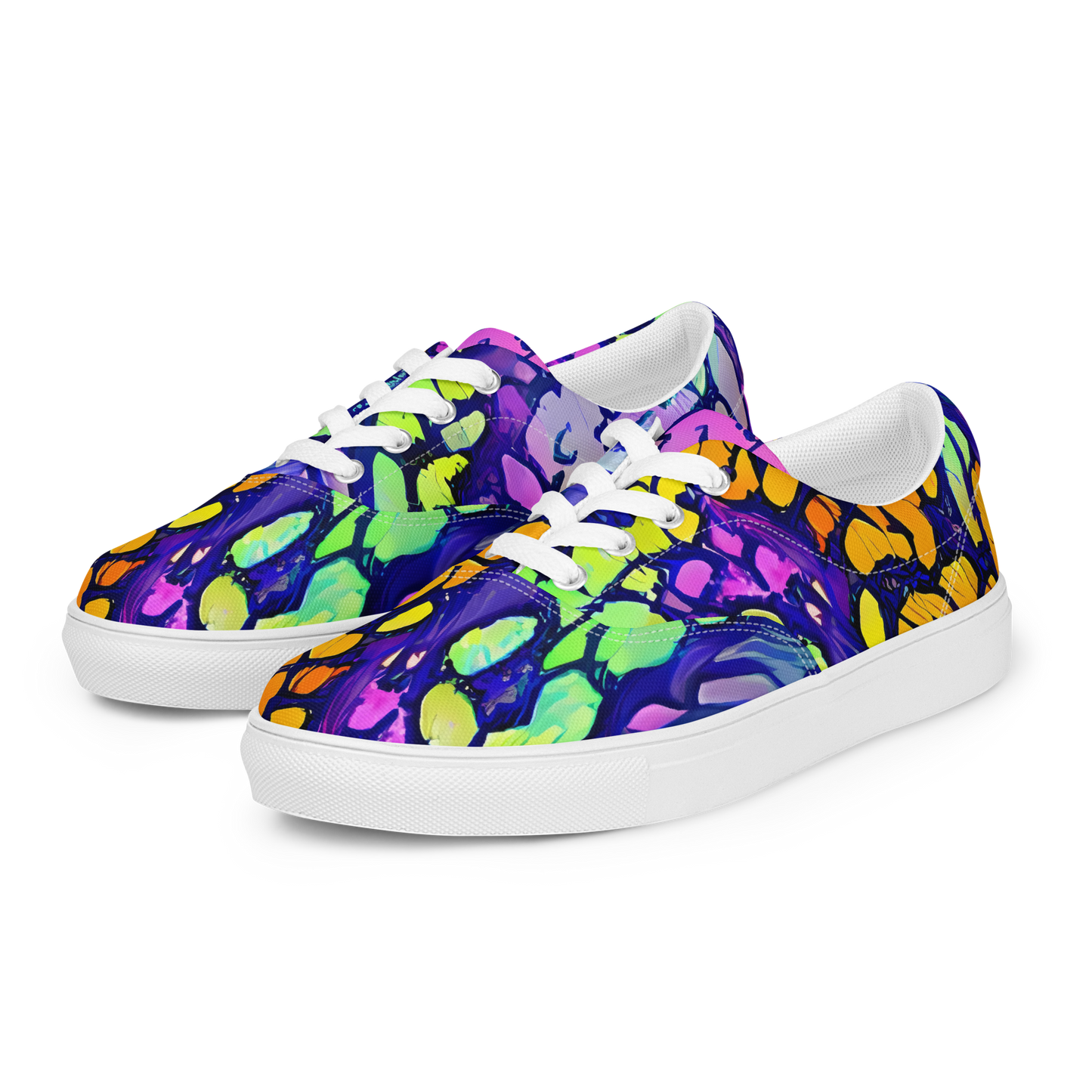 Women's Lace-Up Canvas Shoes - Surreal Waveforms