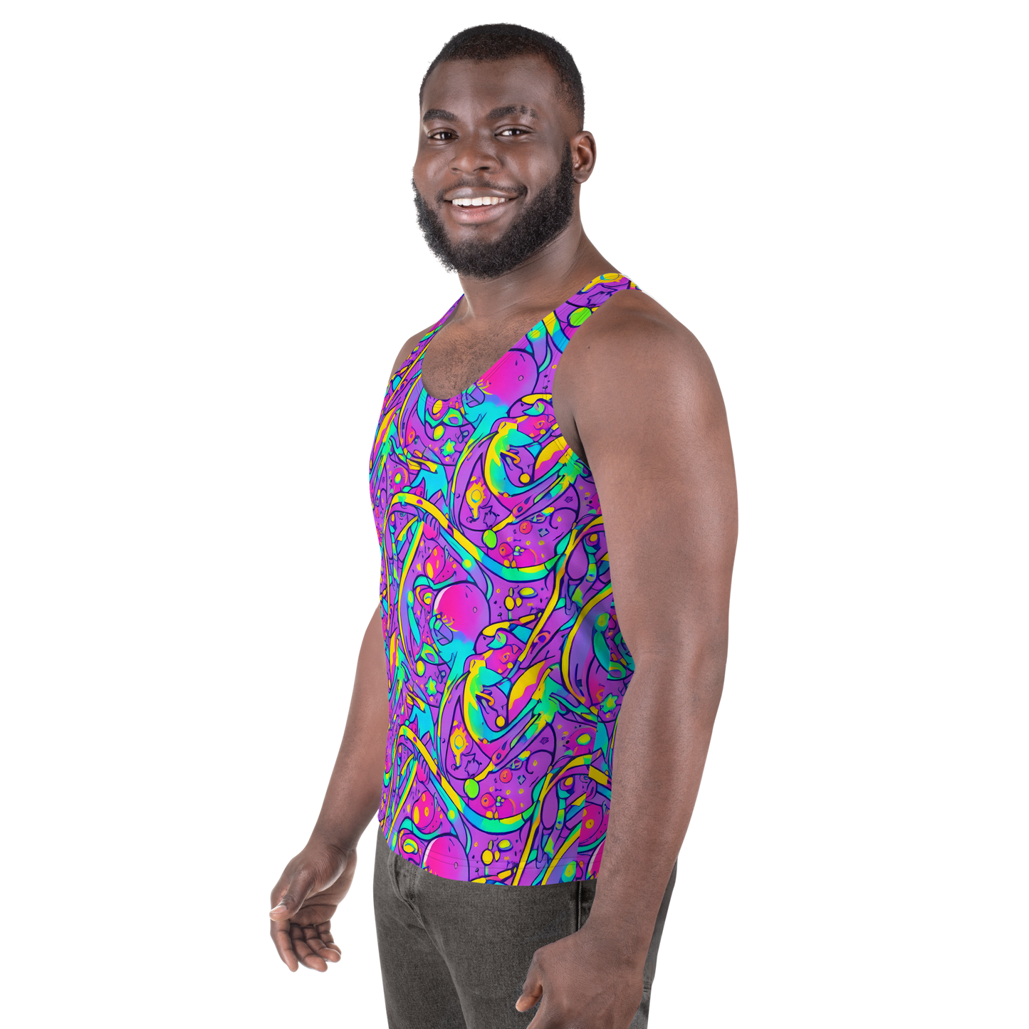 Men's Tank Top - Neon Galaxy Whirl