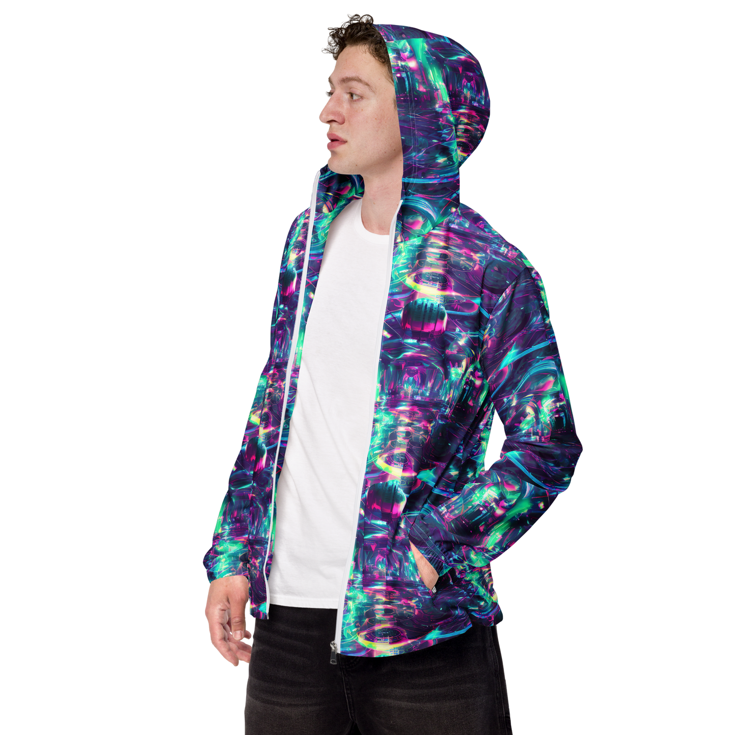 Men's Windbreaker - Synthwave Surge