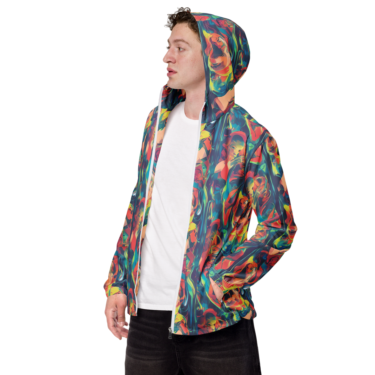 Men's Windbreaker - Neon Aurora