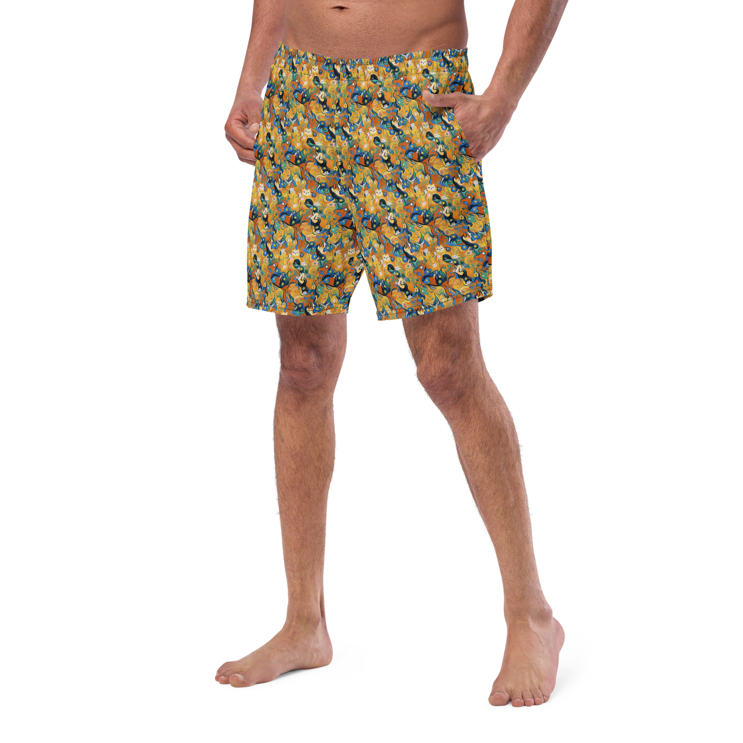 Swim Trunks - Whimsical Feline Dance