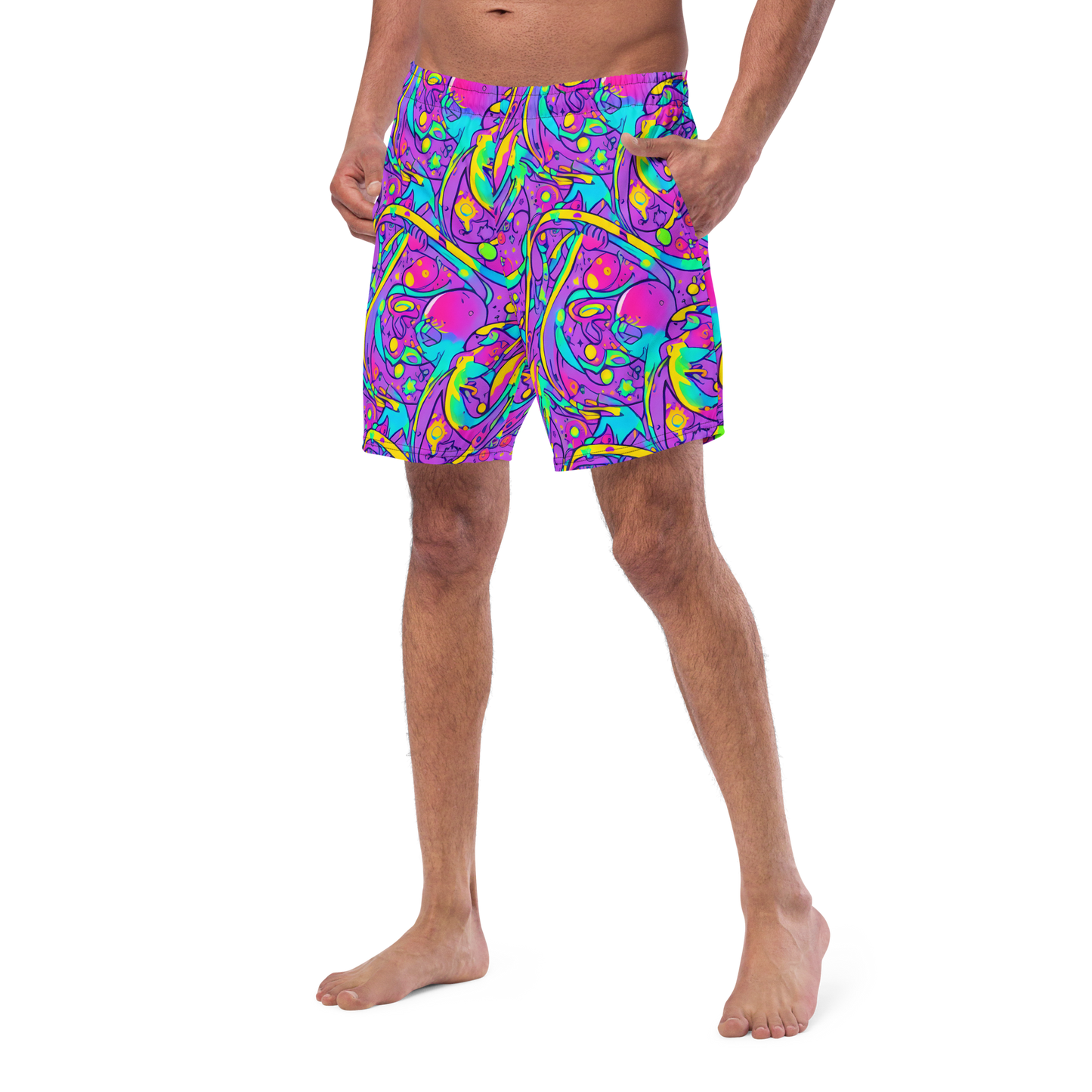 Swim Trunks - Neon Galaxy Whirl