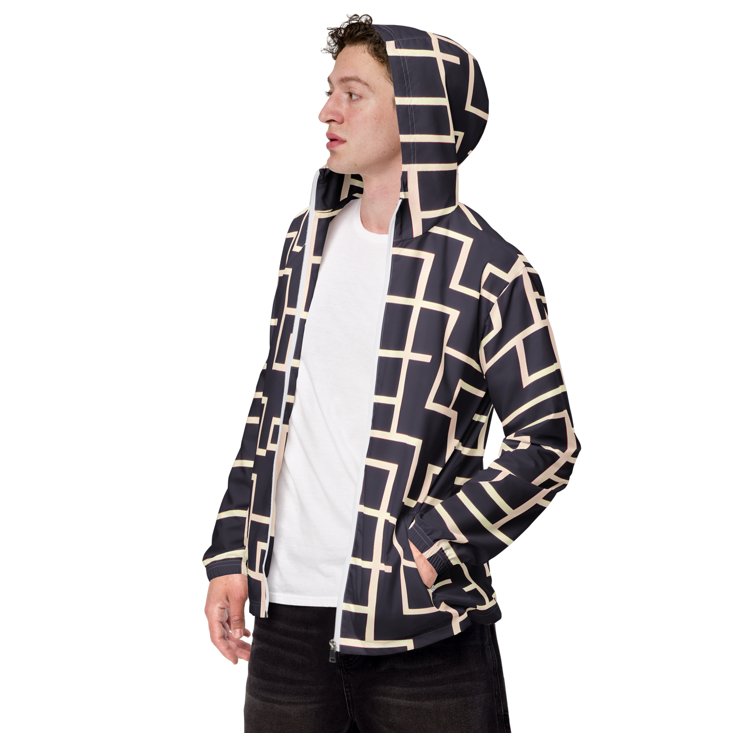 Men's Windbreaker - Gilded Gridlock