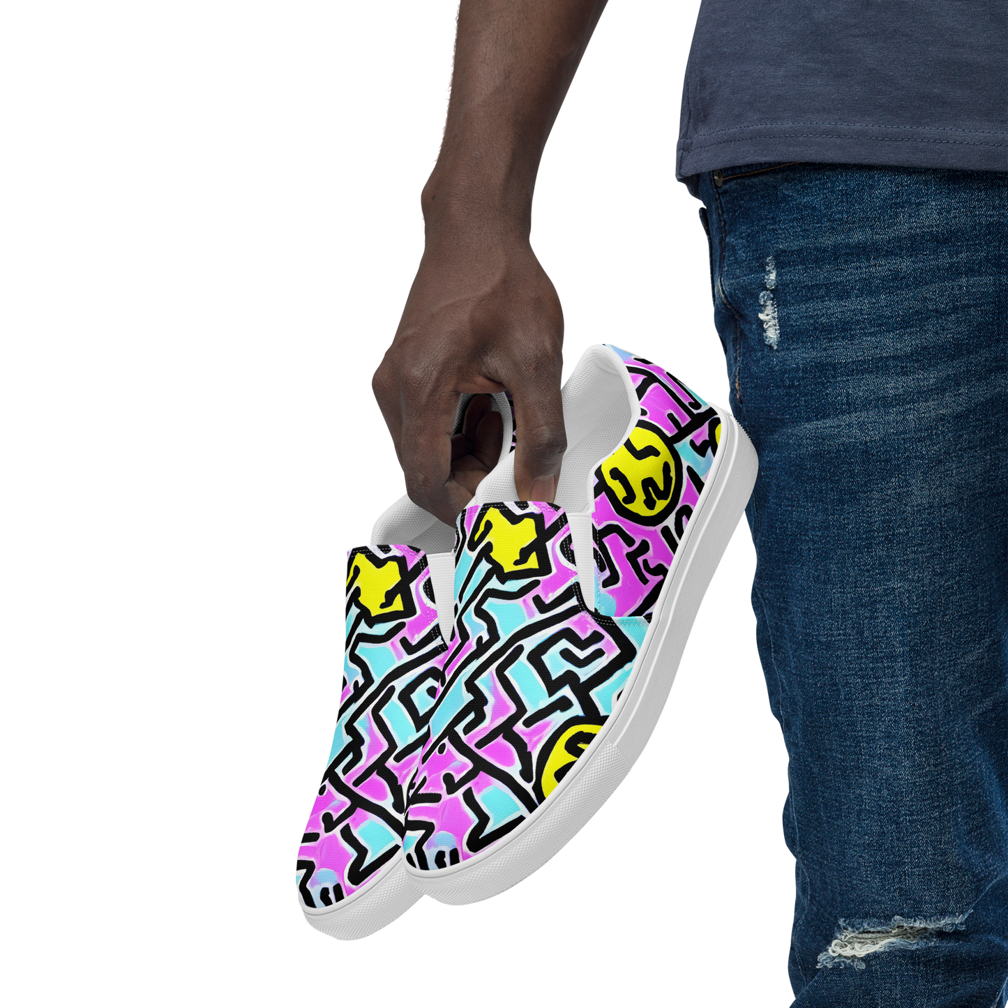 Men's Slip-On Canvas Shoes - Punk Doodles