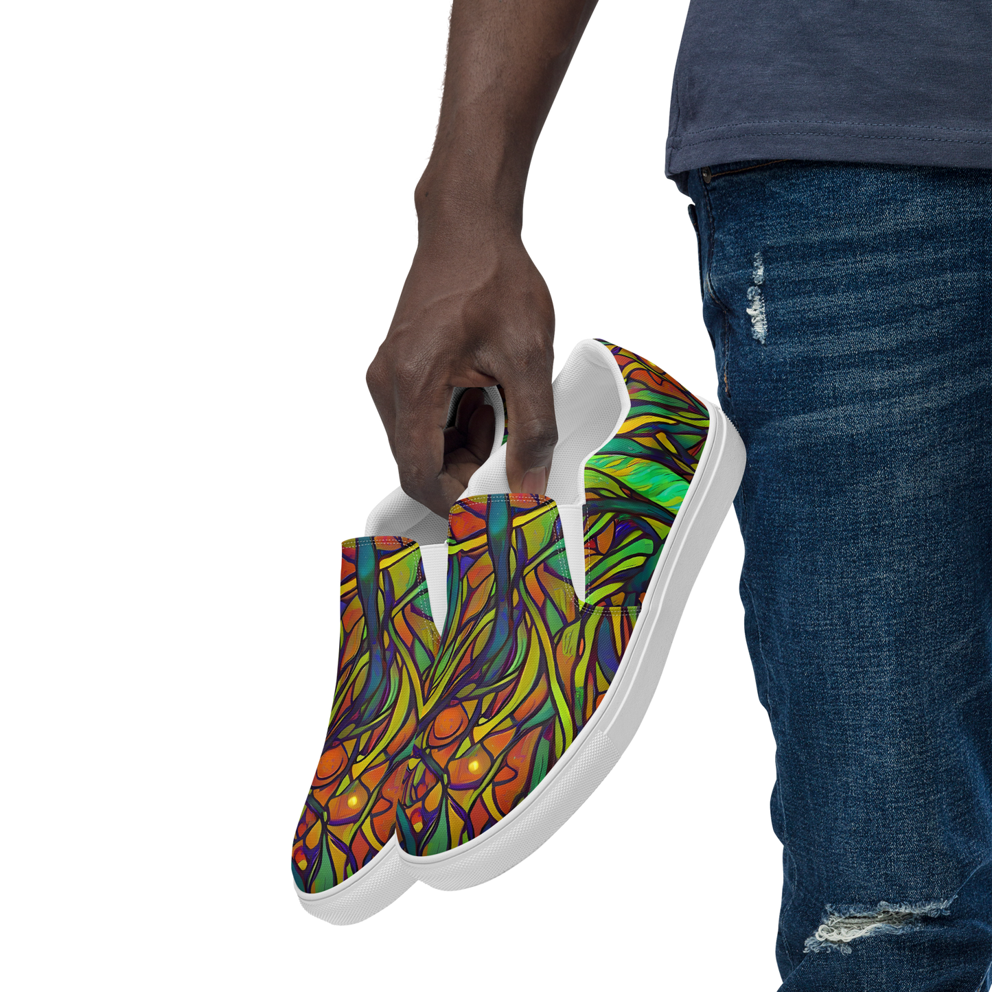 Men's Slip-On Canvas Shoes - Cosmic Garden