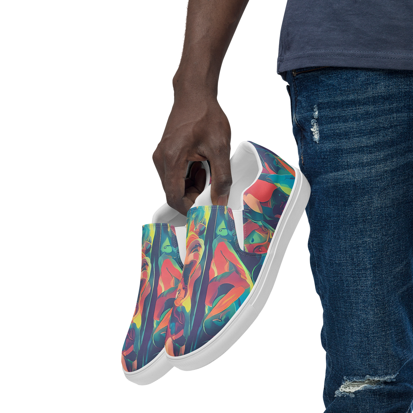 Men's Slip-On Canvas Shoes - Neon Aurora