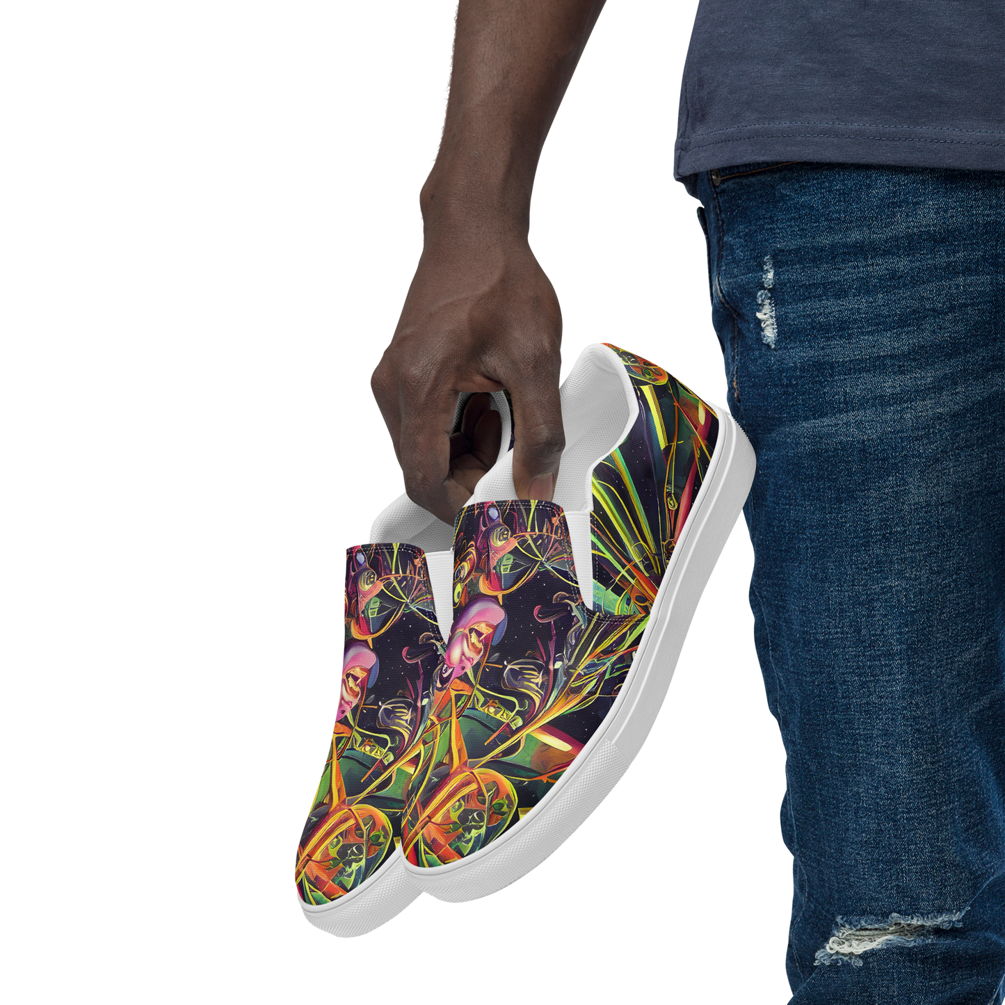 Men's Slip-On Canvas Shoes - Psychedelic Deep Space