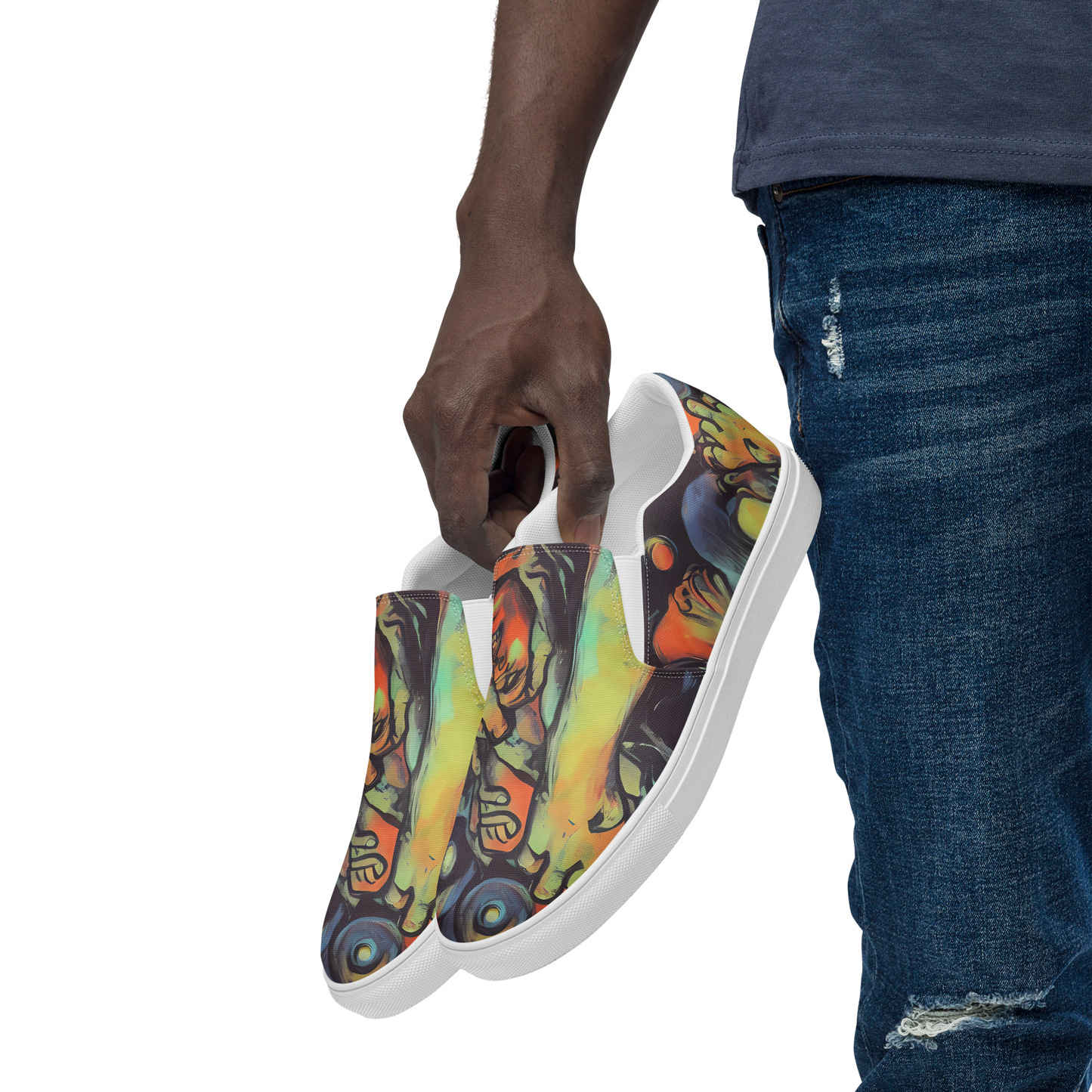 Men's Slip-On Canvas Shoes - Cosmic Scream