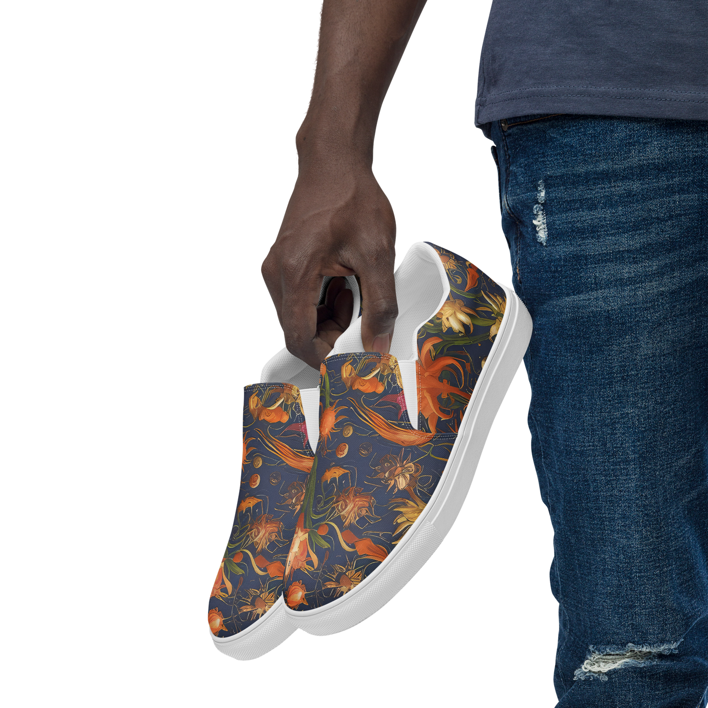 Men's Slip-On Canvas Shoes - Stellar Blooms