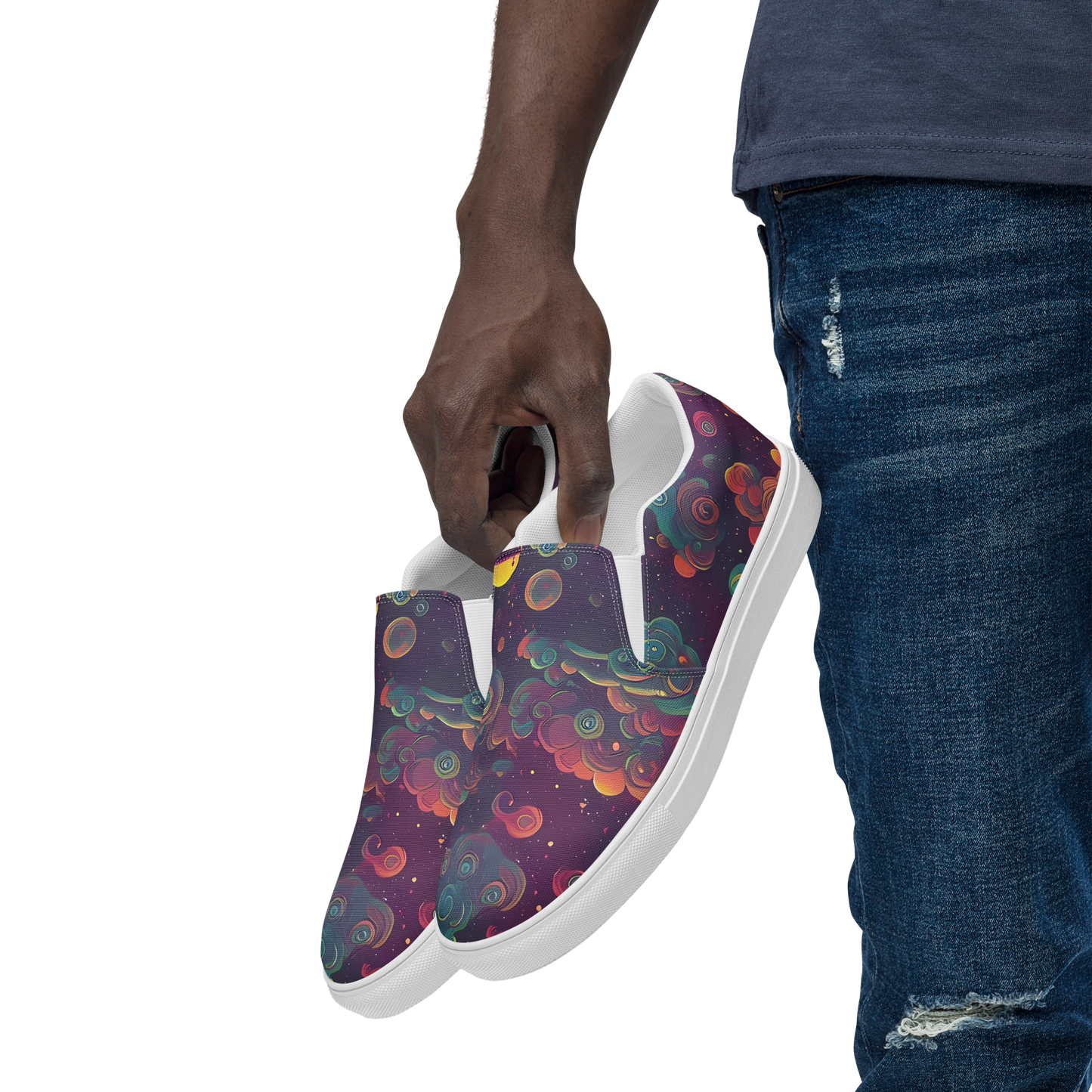 Men's Slip-On Canvas Shoes - Nebula Dreamscape