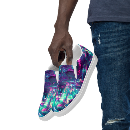 Men's Slip-On Canvas Shoes - Synthwave Surge