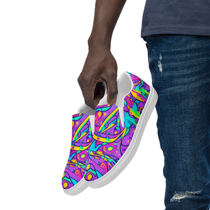 Men's Slip-On Canvas Shoes - Neon Galaxy Whirl