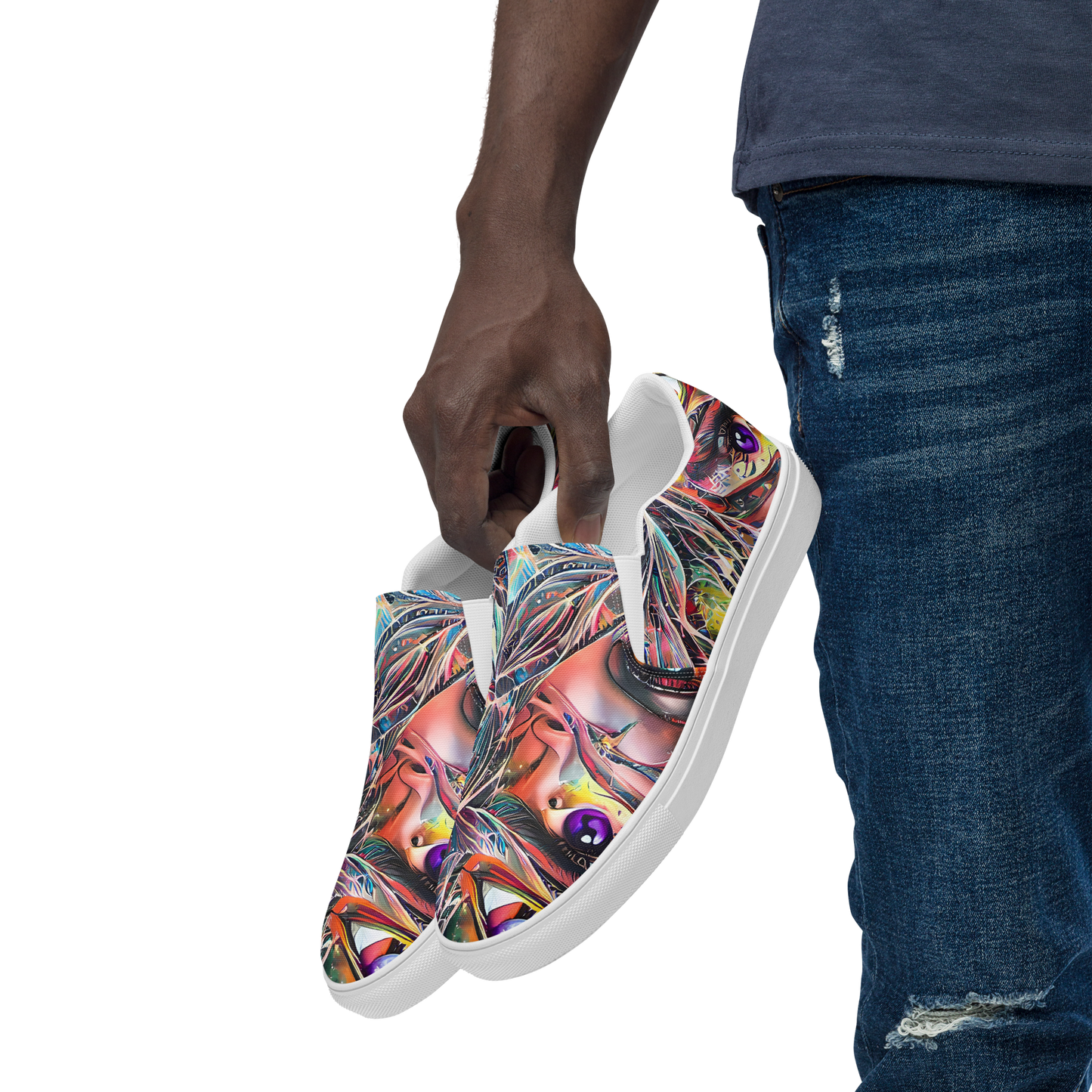 Men's Slip-On Canvas Shoes - Prismatic Reverie