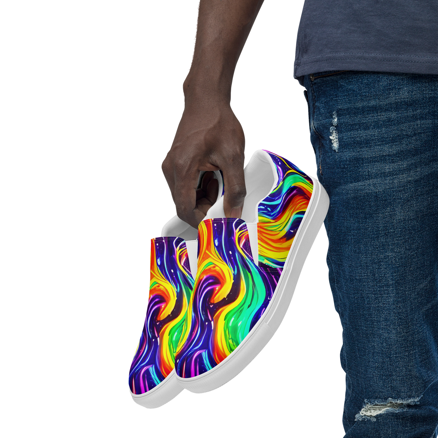 Men's Slip-On Canvas Shoes - Galactic Flames