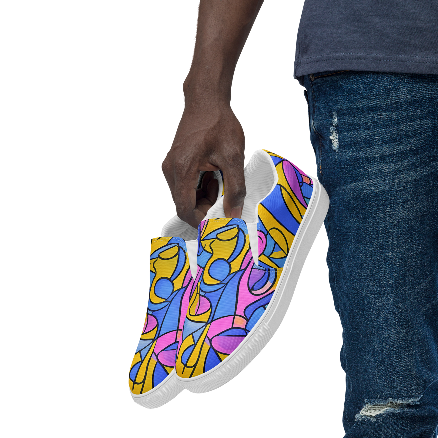 Men's Slip-On Canvas Shoes - Cosmic Curves