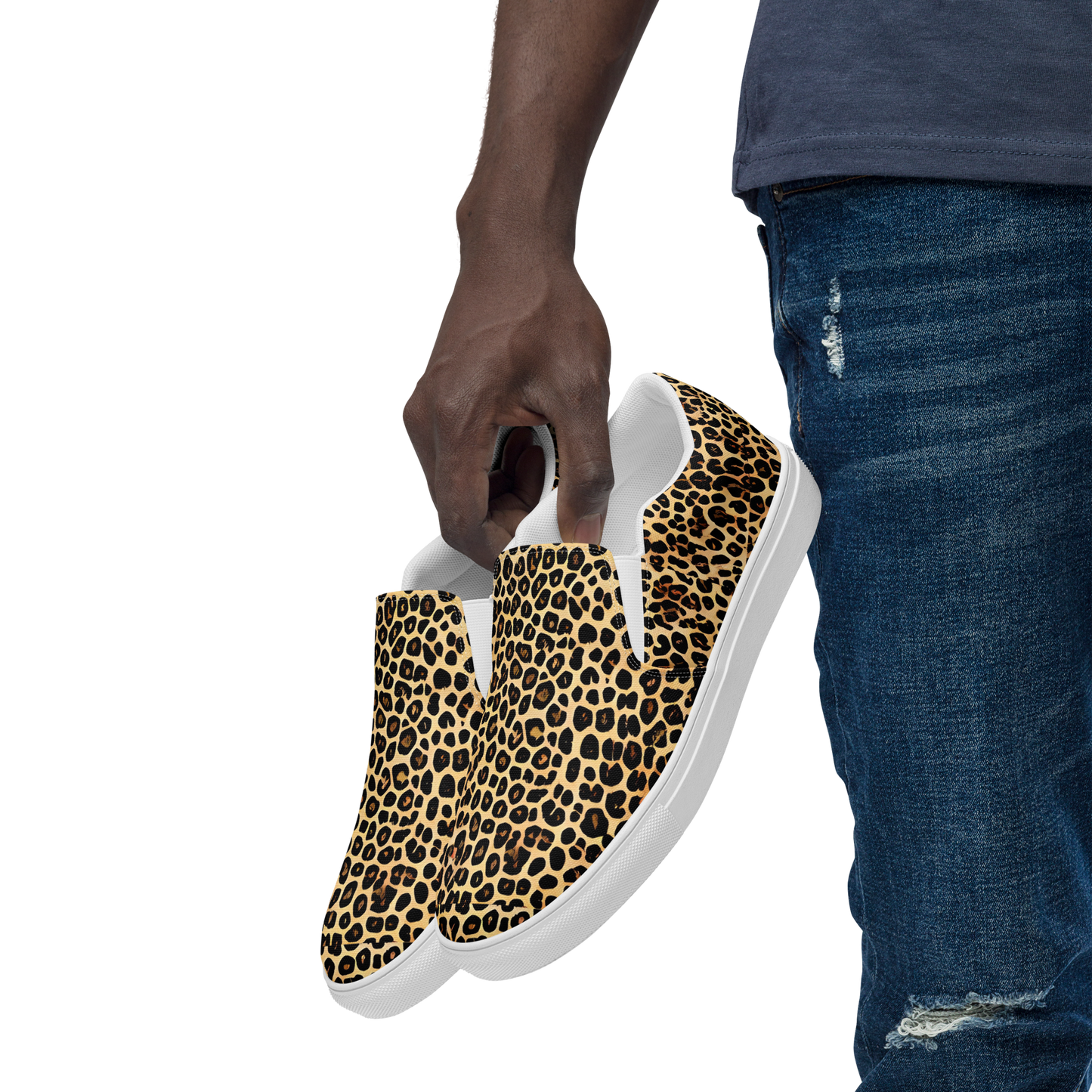 Men's Slip-On Canvas Shoes - Cheetah Mosaic