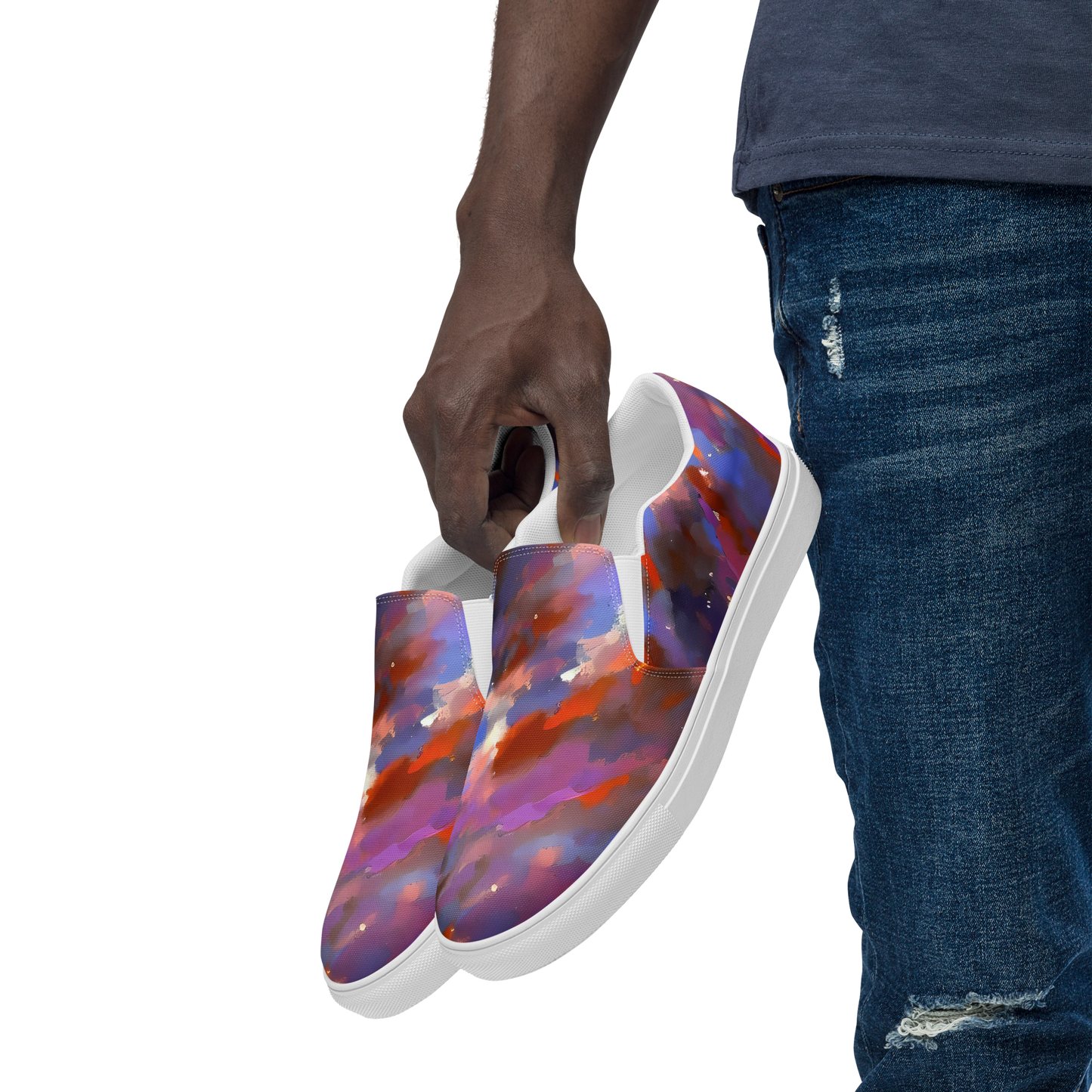 Men's Slip-On Canvas Shoes - Celestial Brushstroke