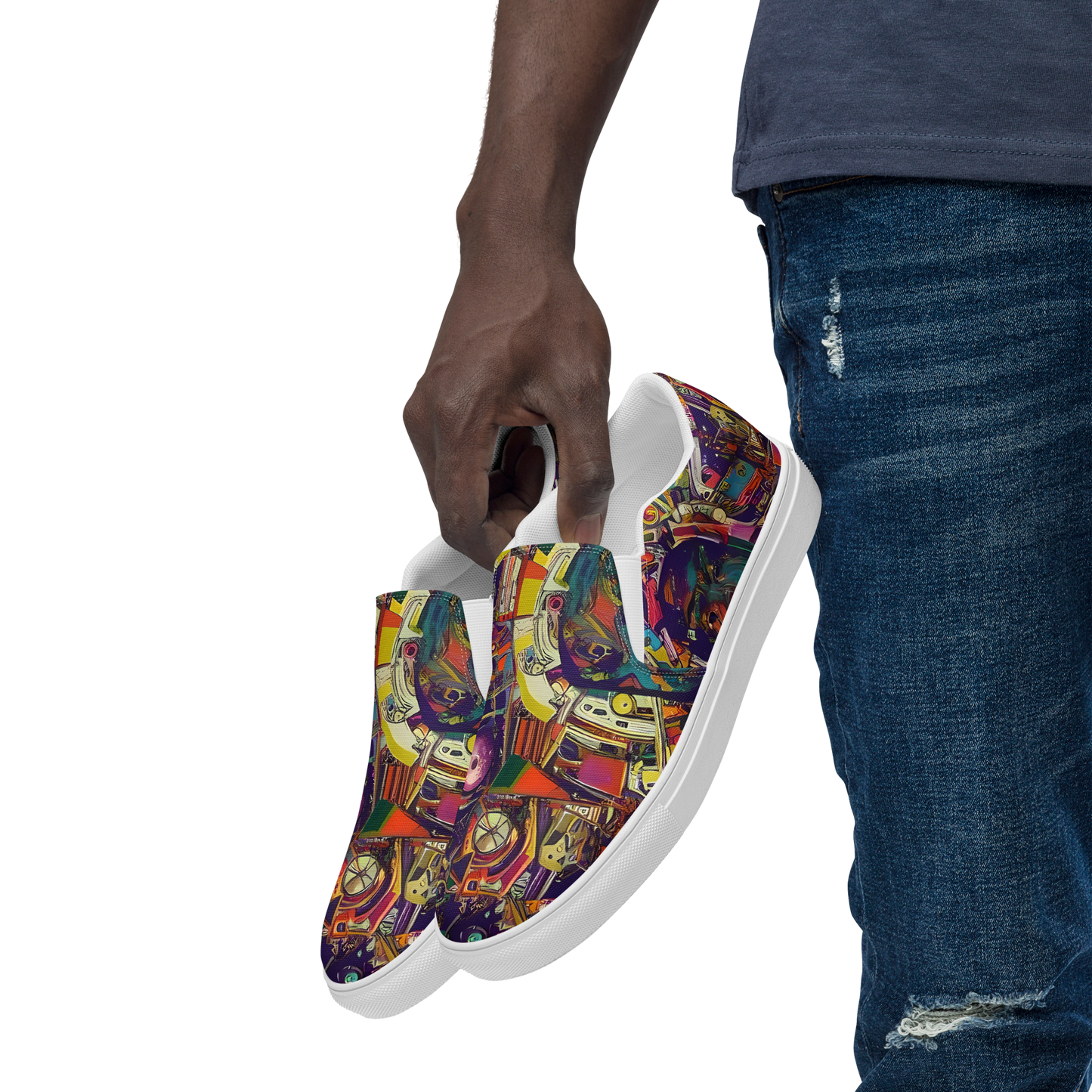 Men's Slip-On Canvas Shoes - Cosmic Collage