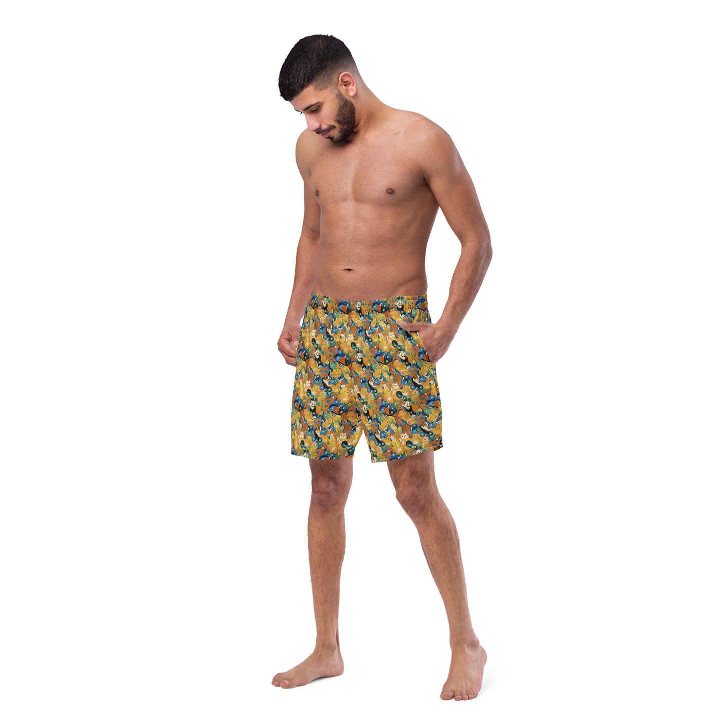 Swim Trunks - Whimsical Feline Dance