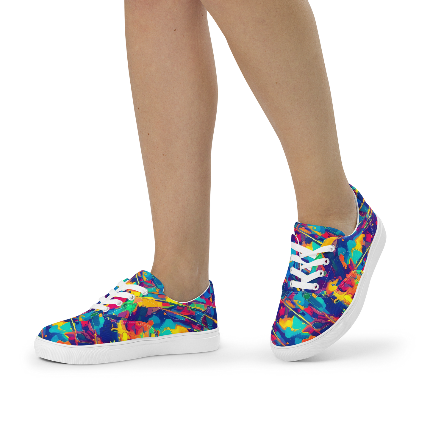 Women's Lace-Up Canvas Shoes - Spectrum Streaks