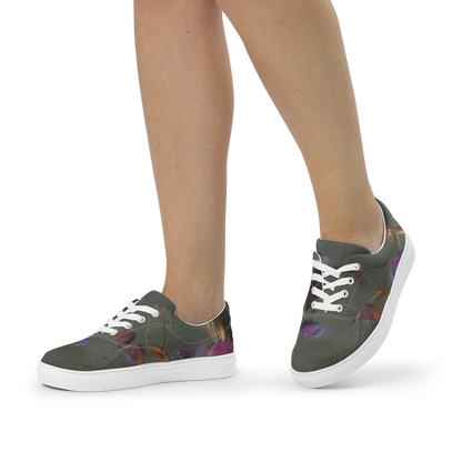 Women's Lace-Up Canvas Shoes - Ethereal Bloom