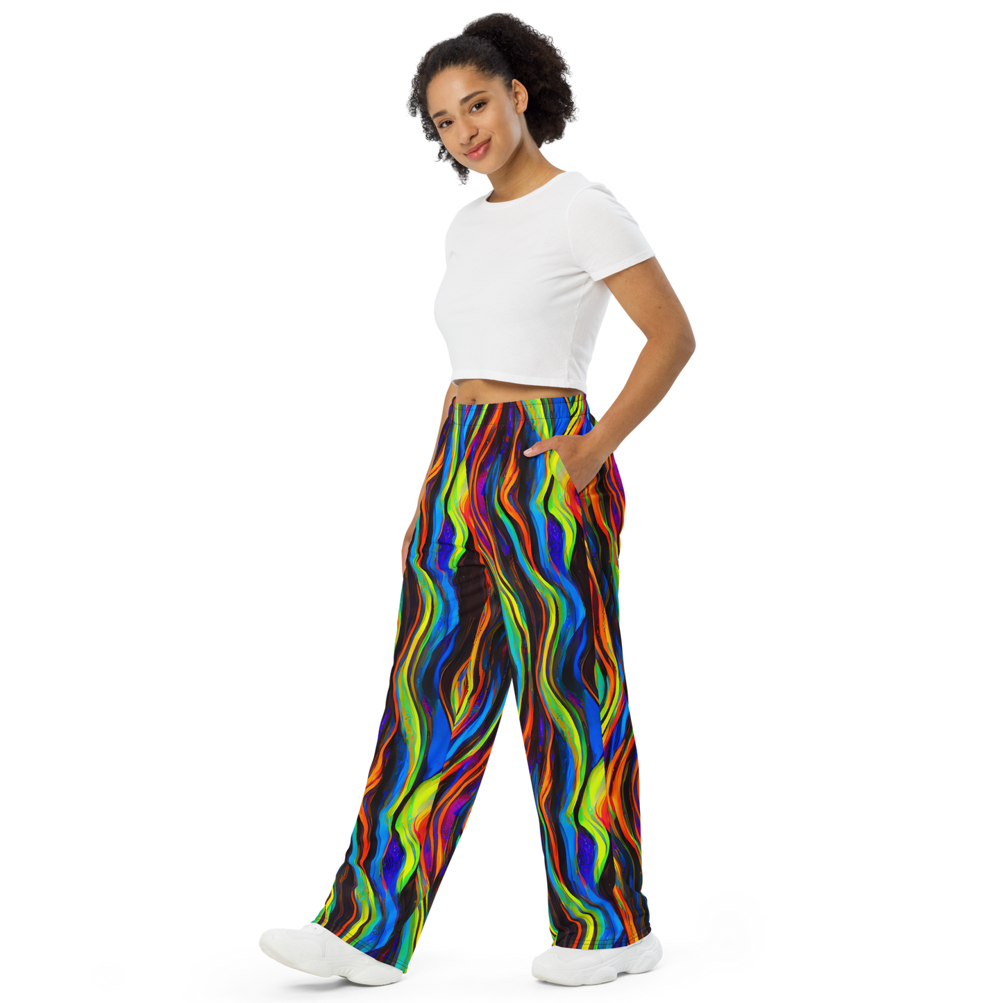 Wide-Leg Pants - Celestial Waves