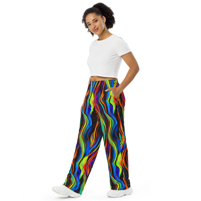 Wide-Leg Pants - Celestial Waves