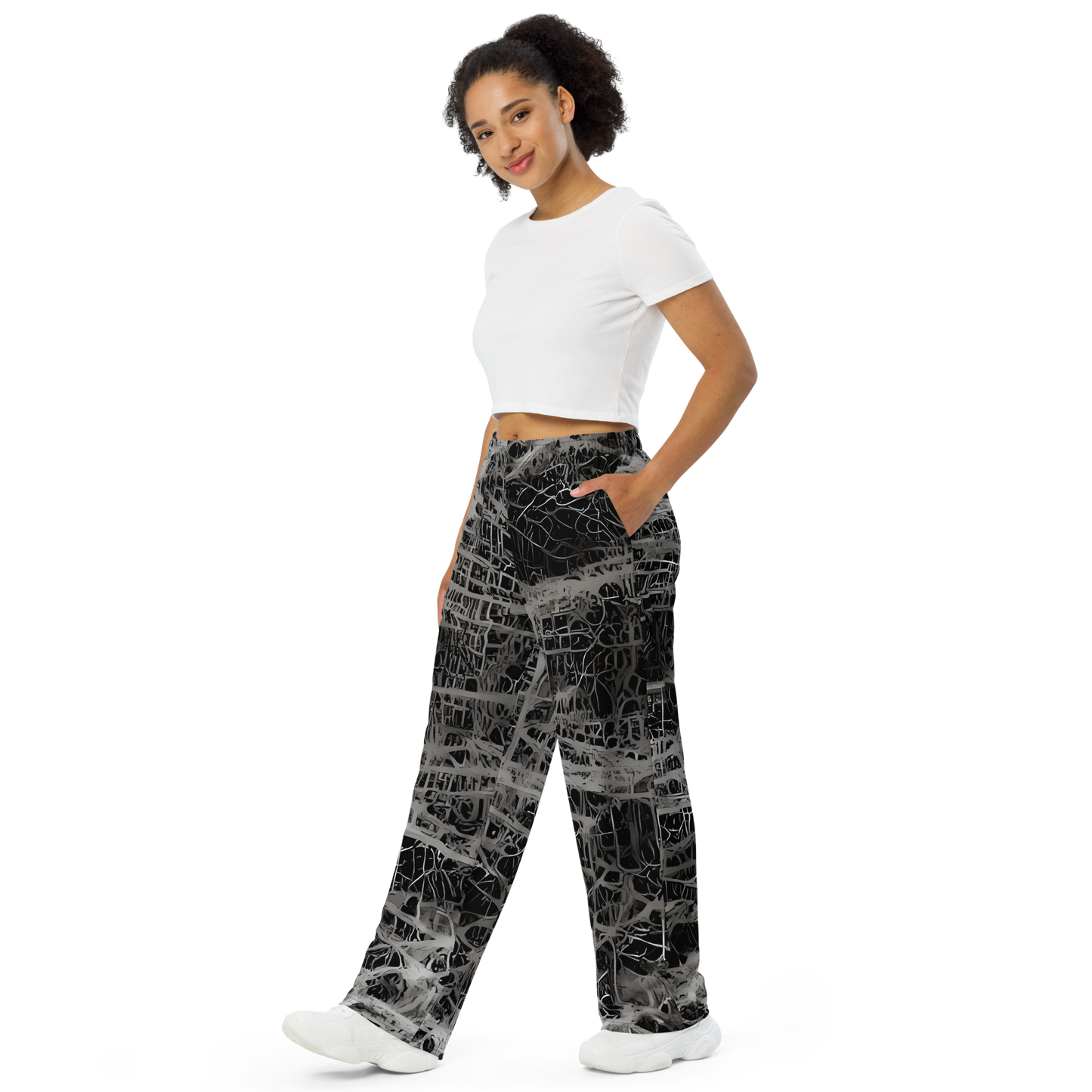 Wide-Leg Pants - Monochrome Mesh