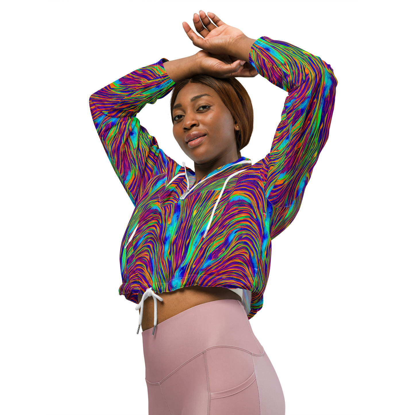 Women's Cropped Windbreaker - Lux Waves