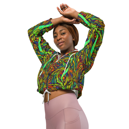 Women's Cropped Windbreaker - Cosmic Garden