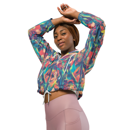 Women's Cropped Windbreaker - Neon Aurora