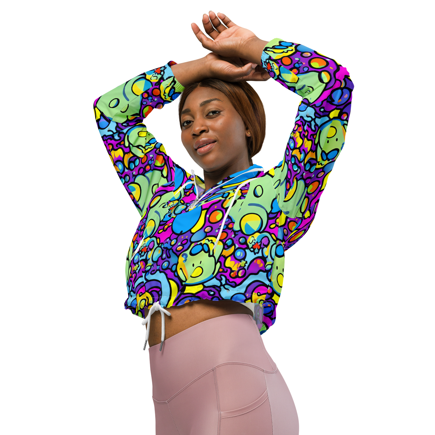 Women's Cropped Windbreaker - Enchanted Orbs