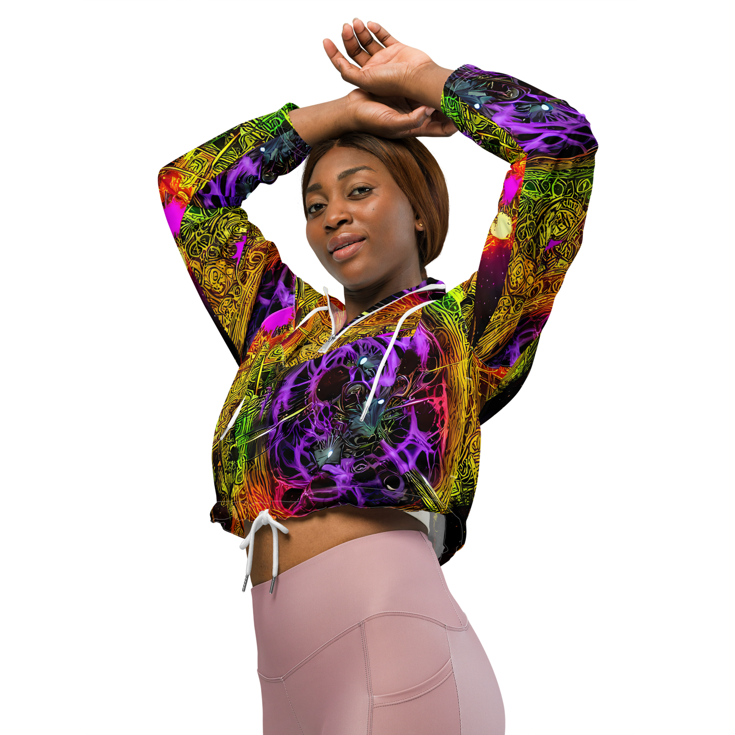 Women's Cropped Windbreaker - Neon Glyphworks