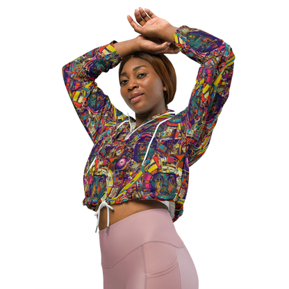 Women's Cropped Windbreaker - Cosmic Collage