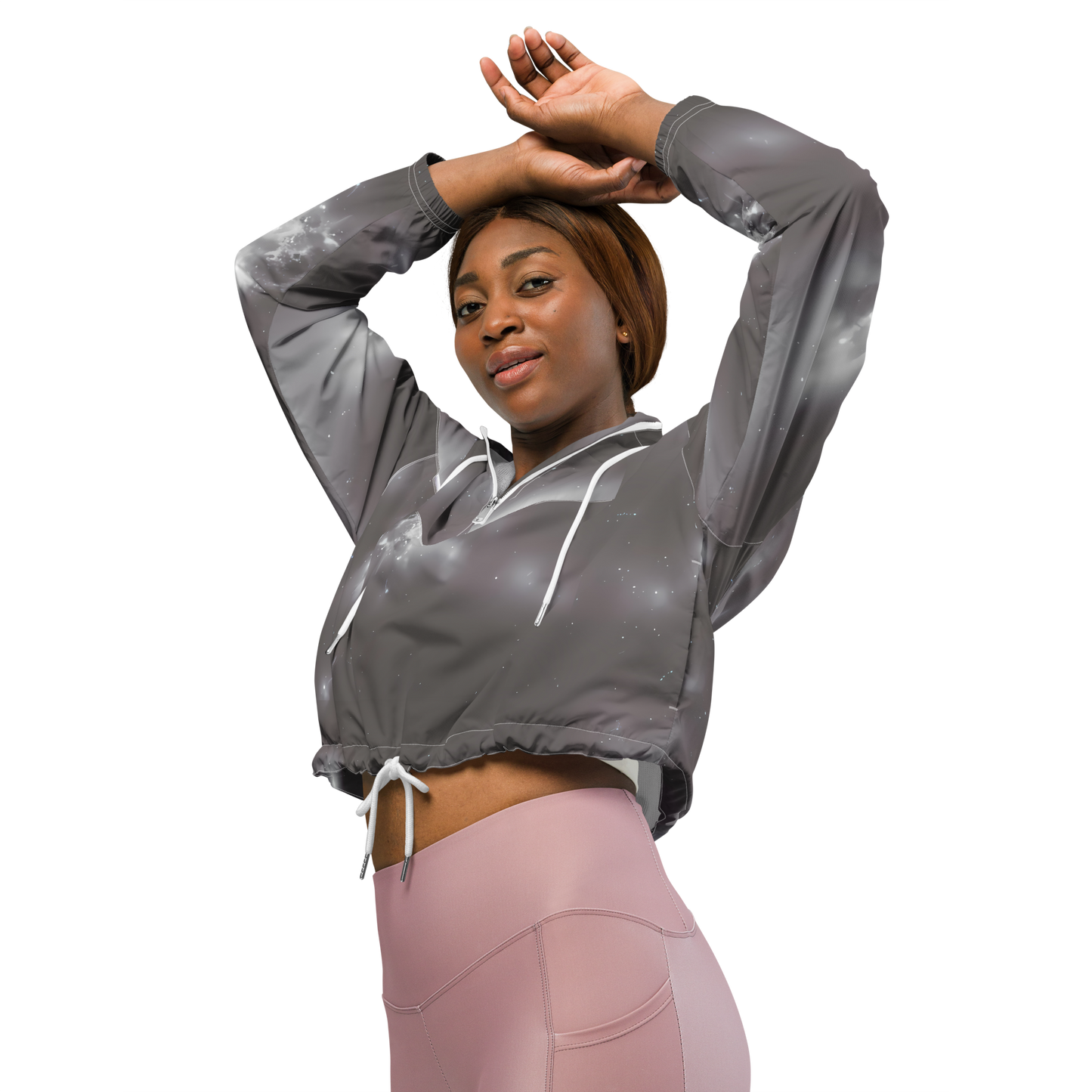 Women's Cropped Windbreaker - Silver Nebula