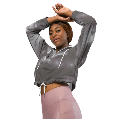 Women's Cropped Windbreaker - Silver Nebula