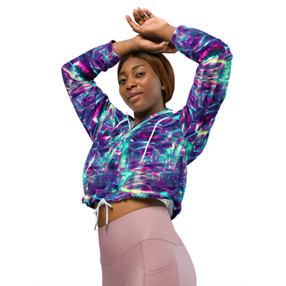 Women's Cropped Windbreaker - Synthwave Surge