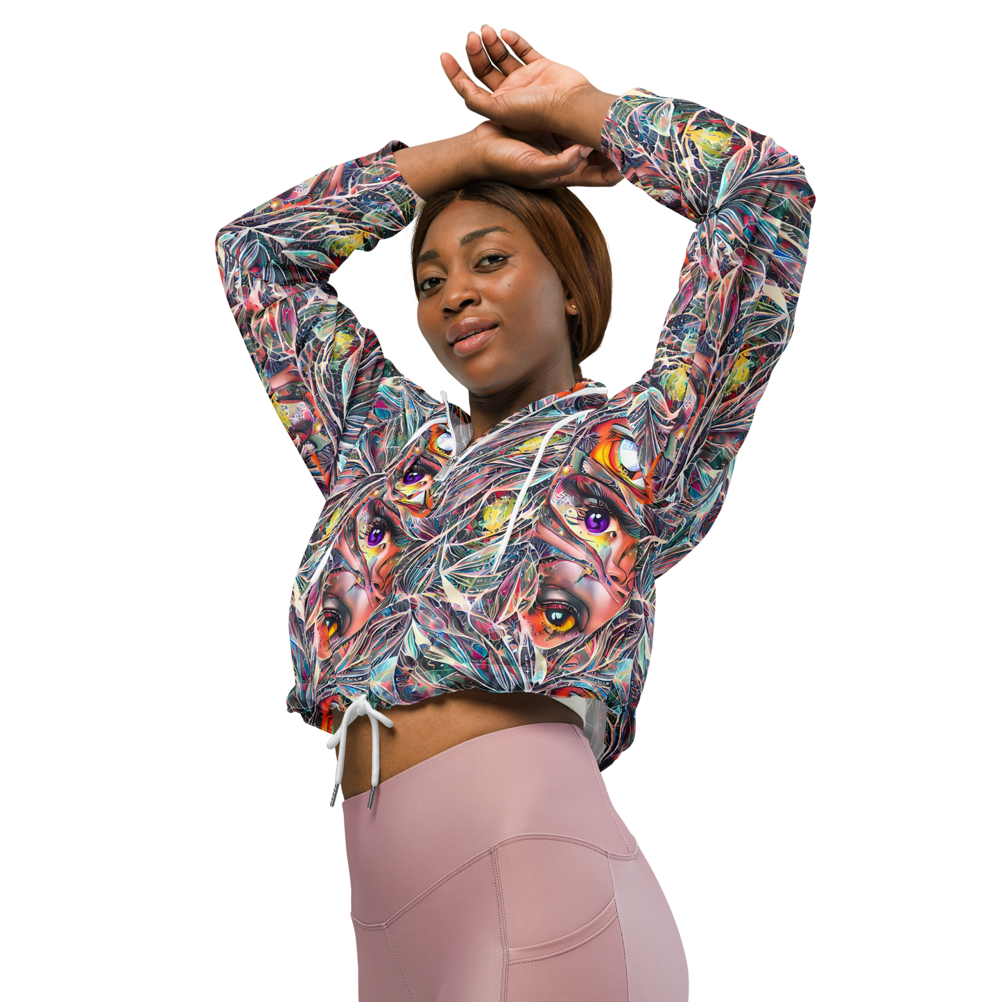 Women's Cropped Windbreaker - Prismatic Reverie